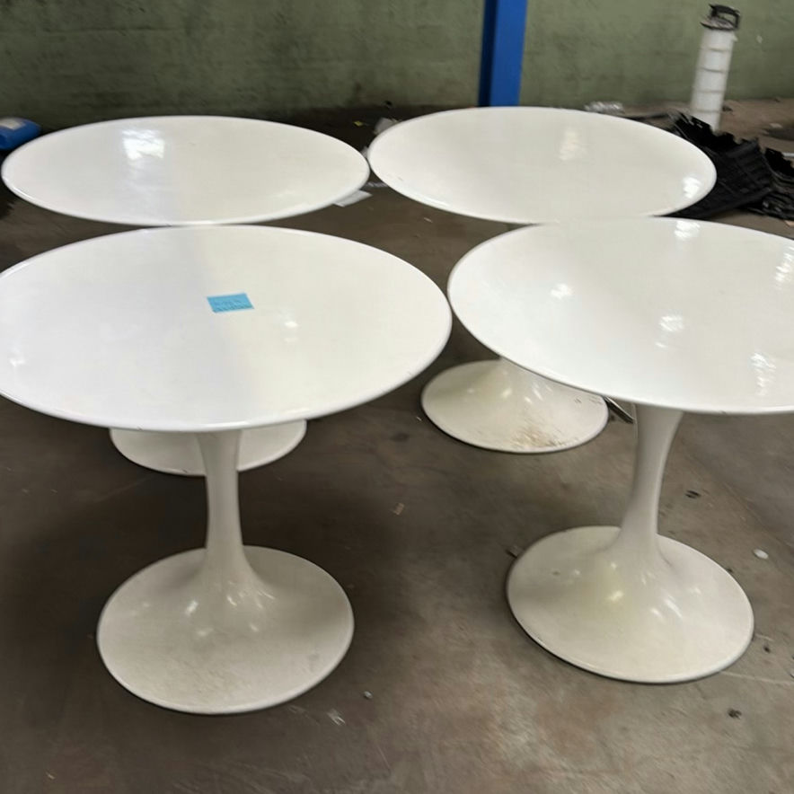 Set of Four White Pedestal Tables - image 1 of 6