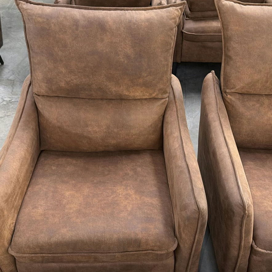 Two Brown Armchairs with Matching Ottomans - image 2 of 6