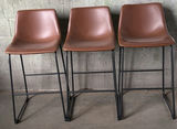 Set of Three Brown Bar Stools - thumbnail 1 of 5