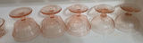 Pink ribbed glassware: cup, small dish, and inverted dessert bowls - thumbnail 3 of 3