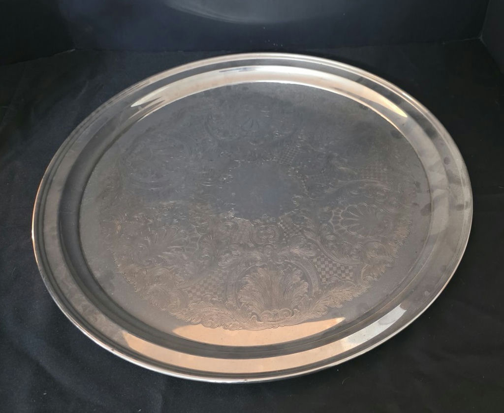 Gorham silverplate punch bowl with tray and serving spoons - image 3 of 6