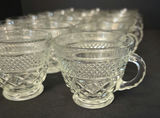 Collection of clear glass teacups with diamond-cut pattern - thumbnail 2 of 5