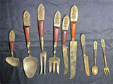 Antique brass-and-wood cutlery set in wooden case - thumbnail 4 of 6