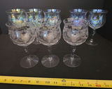 Set of eight stemmed goblets (iridescent and etched) - thumbnail 2 of 4