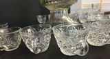 Crystal punch bowl with pedestal and twelve glass cups - thumbnail 4 of 5