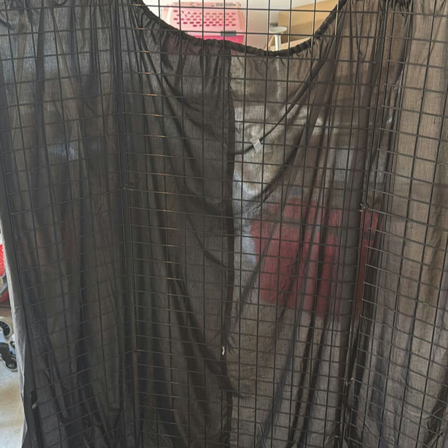 Foldable black metal wire wall for jewelry display with fabric screen - image 3 of 6