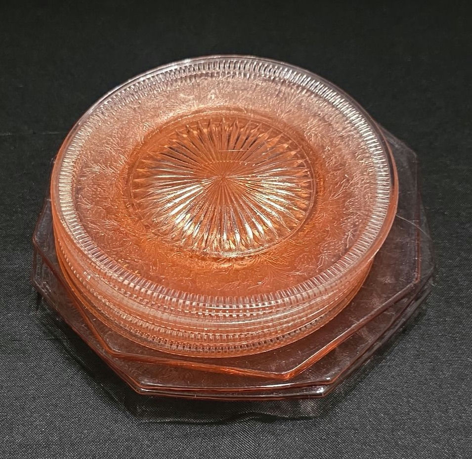 Assorted Glass Dinnerware: Round Copper-Patterned Plates and Clear Octagonal Plates - image 5 of 5