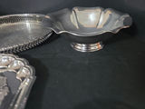 Silver-plated serving ware set with lidded chafing dish and engraved trays - thumbnail 4 of 6