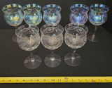 Set of eight stemmed goblets (iridescent and etched) - thumbnail 1 of 4