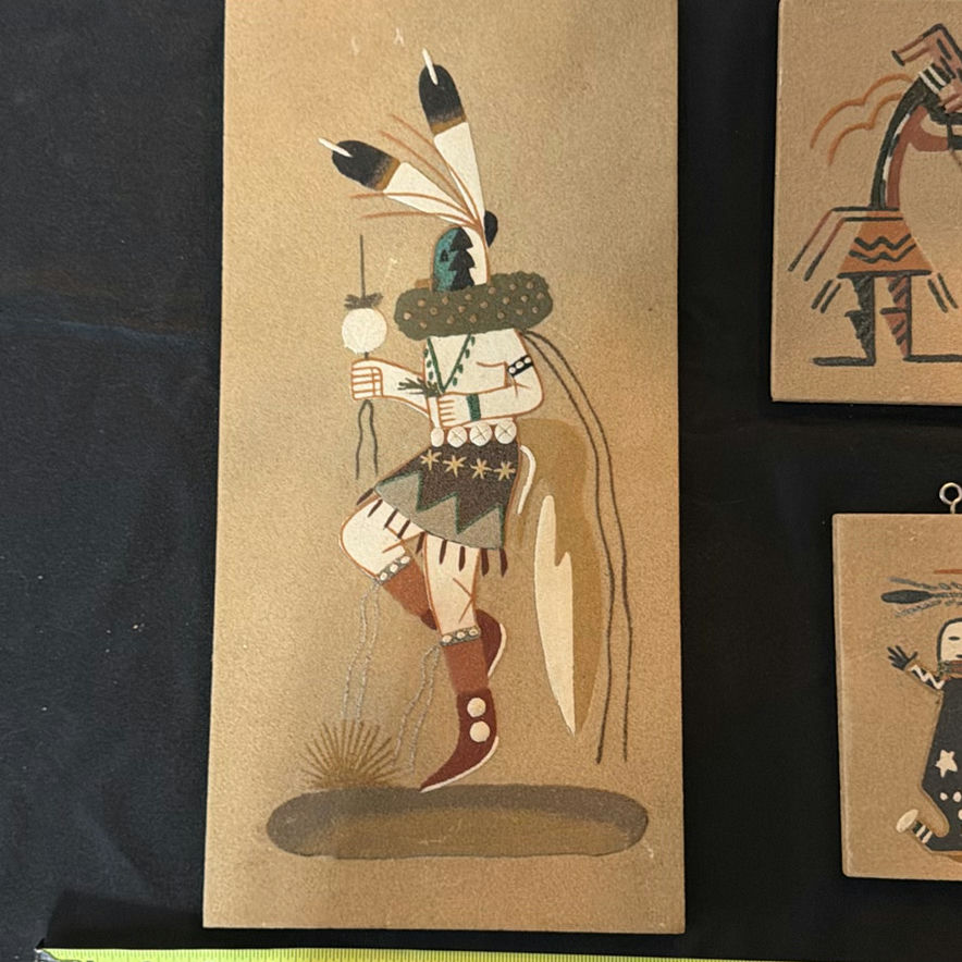 Set of Native American-inspired wooden plaque sand art - image 2 of 12