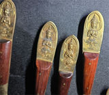 Antique brass-and-wood cutlery set in wooden case - thumbnail 5 of 6