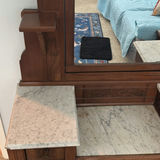 Antique wooden vanity with mirror and marble-topped side shelves - thumbnail 5 of 9