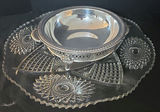 Large cut-glass serving platter with silver-plated stand - thumbnail 1 of 3