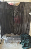 Foldable black metal wire wall for jewelry display with fabric screen - thumbnail 1 of 6