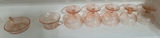 Pink ribbed glassware: cup, small dish, and inverted dessert bowls - thumbnail 1 of 3