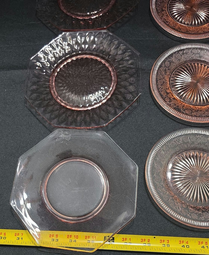 Assorted Glass Dinnerware: Round Copper-Patterned Plates and Clear Octagonal Plates - image 2 of 5