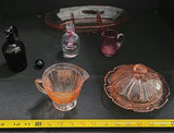 Assorted pink and clear glassware and serving pieces - thumbnail 1 of 6