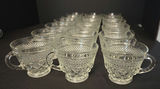 Collection of clear glass teacups with diamond-cut pattern - thumbnail 4 of 5