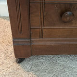 Antique wooden vanity with mirror and marble-topped side shelves - thumbnail 9 of 9