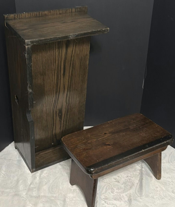 Tall Narrow Cabinet and Short Dark Wood Coffee Table - image 1 of 4