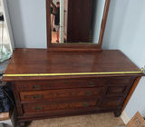 Antique wooden dresser with attached mirror - thumbnail 2 of 7