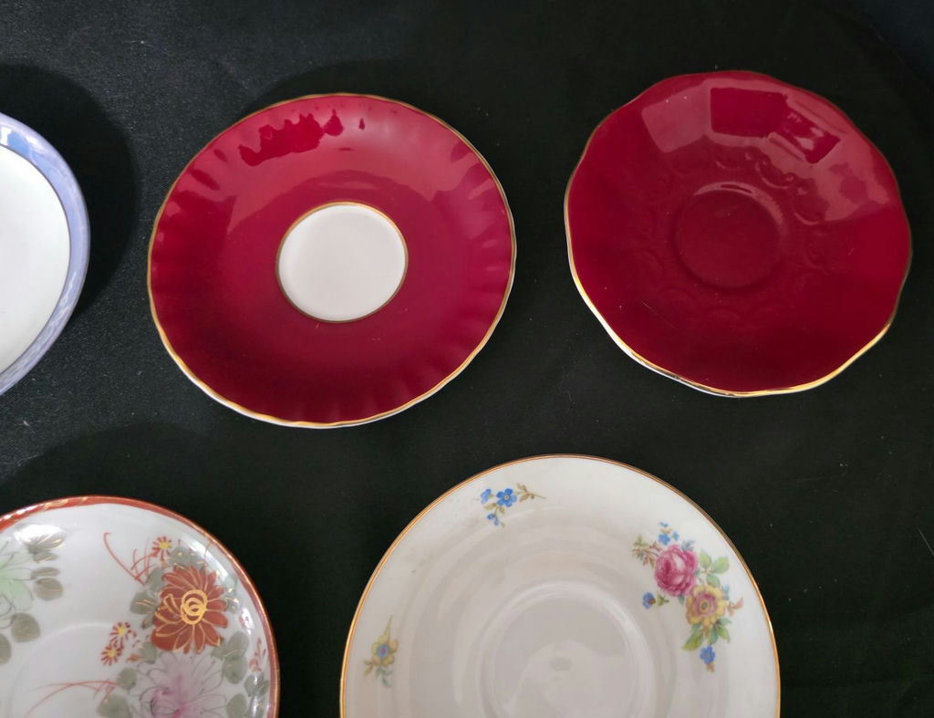 Assorted porcelain plates and saucers with floral and scenic designs - image 5 of 10