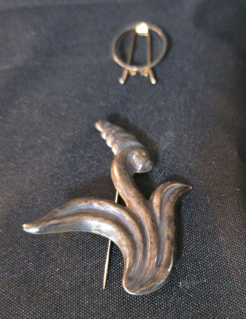 Assorted Jewelry: Earrings (clip on), Pendant, Ring, and Brooch - image 2 of 6