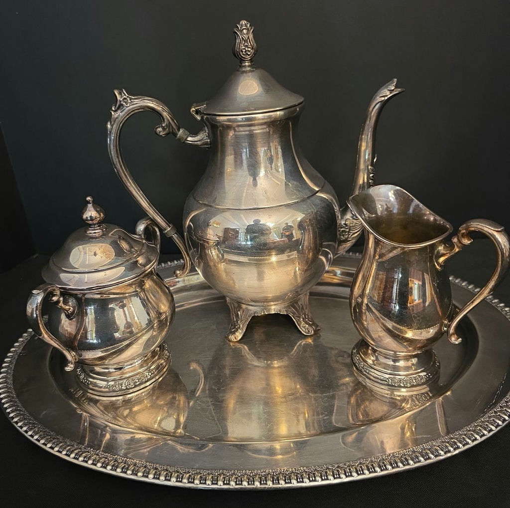 Silver Plated tea service on decorative tray - image 4 of 5