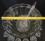 Crystal punch bowl with pedestal and twelve glass cups - thumbnail 2 of 5