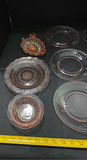 Pink etched glass dinnerware with amber accents - thumbnail 5 of 8