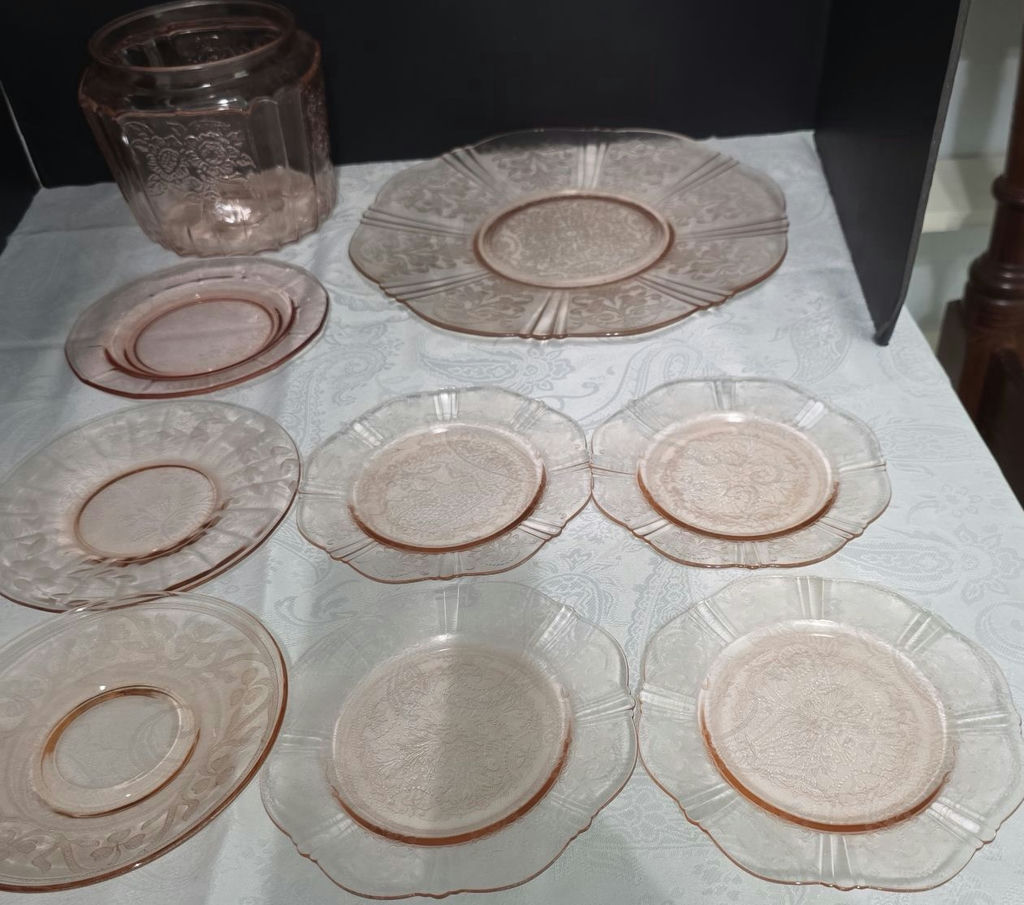Pink Glass Dinnerware Set with Jar - image 3 of 5