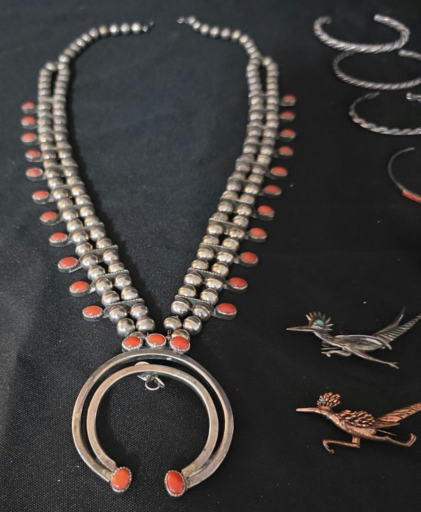 Silver jewelry collection with necklace, bracelets, and animal pins - image 2 of 5