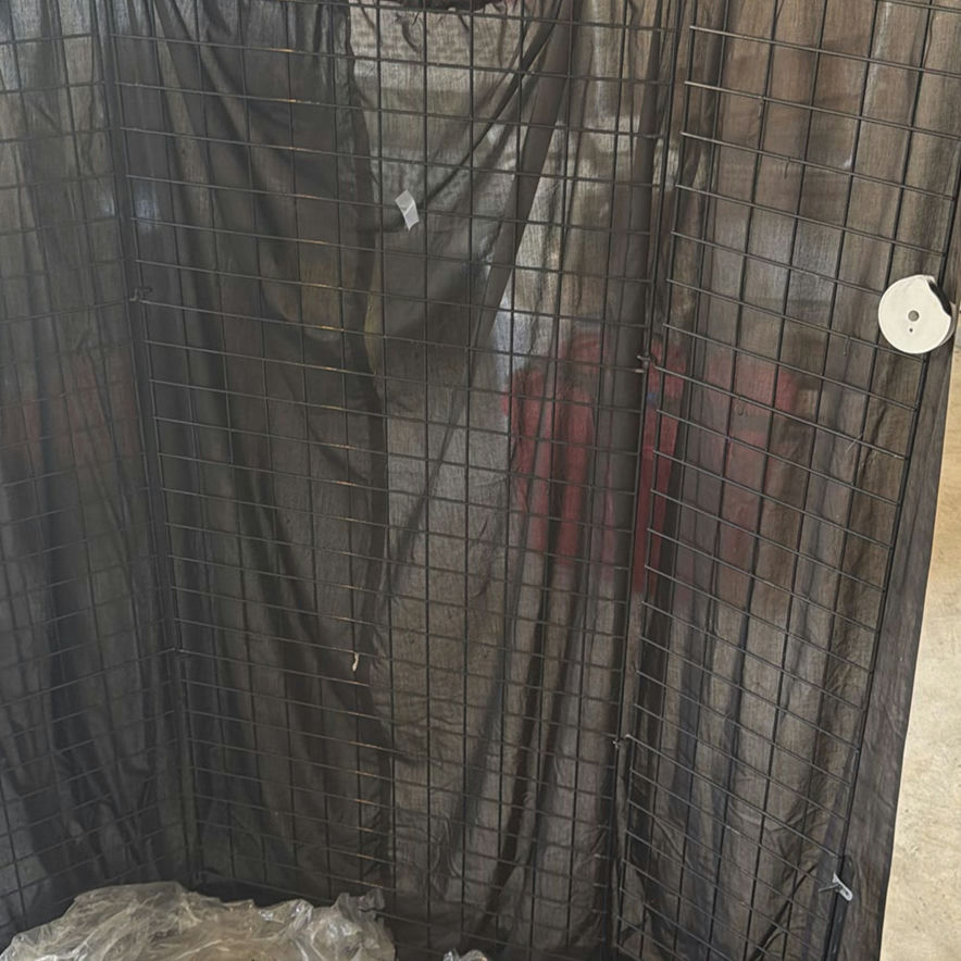 Foldable black metal wire wall for jewelry display with fabric screen - image 6 of 6