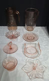 Pink glassware including pitchers and serving dishes - thumbnail 1 of 5