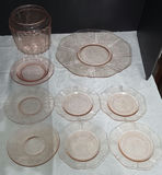 Pink Glass Dinnerware Set with Jar - thumbnail 1 of 5