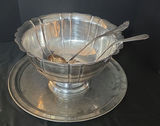 Gorham silverplate punch bowl with tray and serving spoons - thumbnail 1 of 6