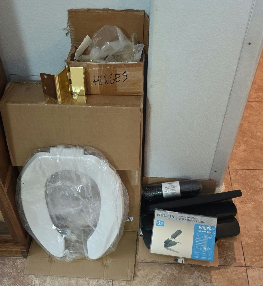 Toilet seat, USB network adapter, and hardware components - image 1 of 4