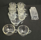Crystal glassware set with teacups, tumblers, and a butter dish - thumbnail 1 of 5