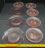 Assorted Glass Dinnerware: Round Copper-Patterned Plates and Clear Octagonal Plates - thumbnail 1 of 5