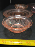 Pink etched glass dinnerware with amber accents - thumbnail 7 of 8
