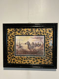 Framed zebra safari art print with leopard-print mat 12 X 10 - thumbnail 1 of 4