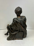 ANTIQUE Bronze-toned seated armored man statue - thumbnail 2 of 5