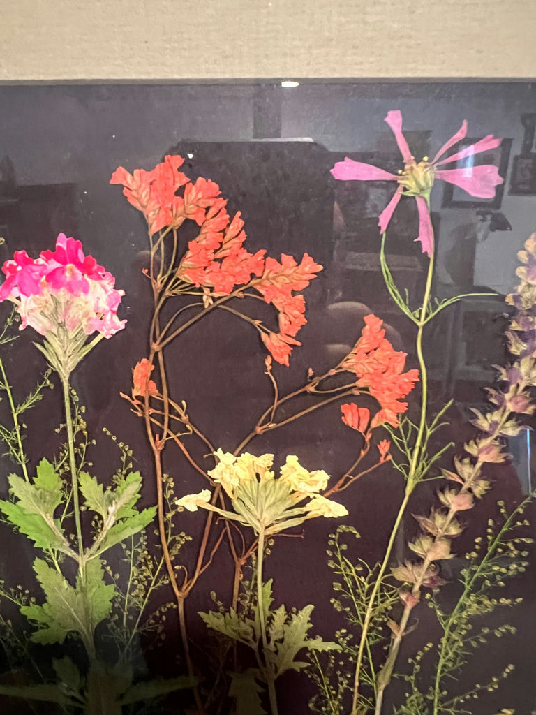 Framed botanical pressed-flower artwork 19" x 16" - image 3 of 3