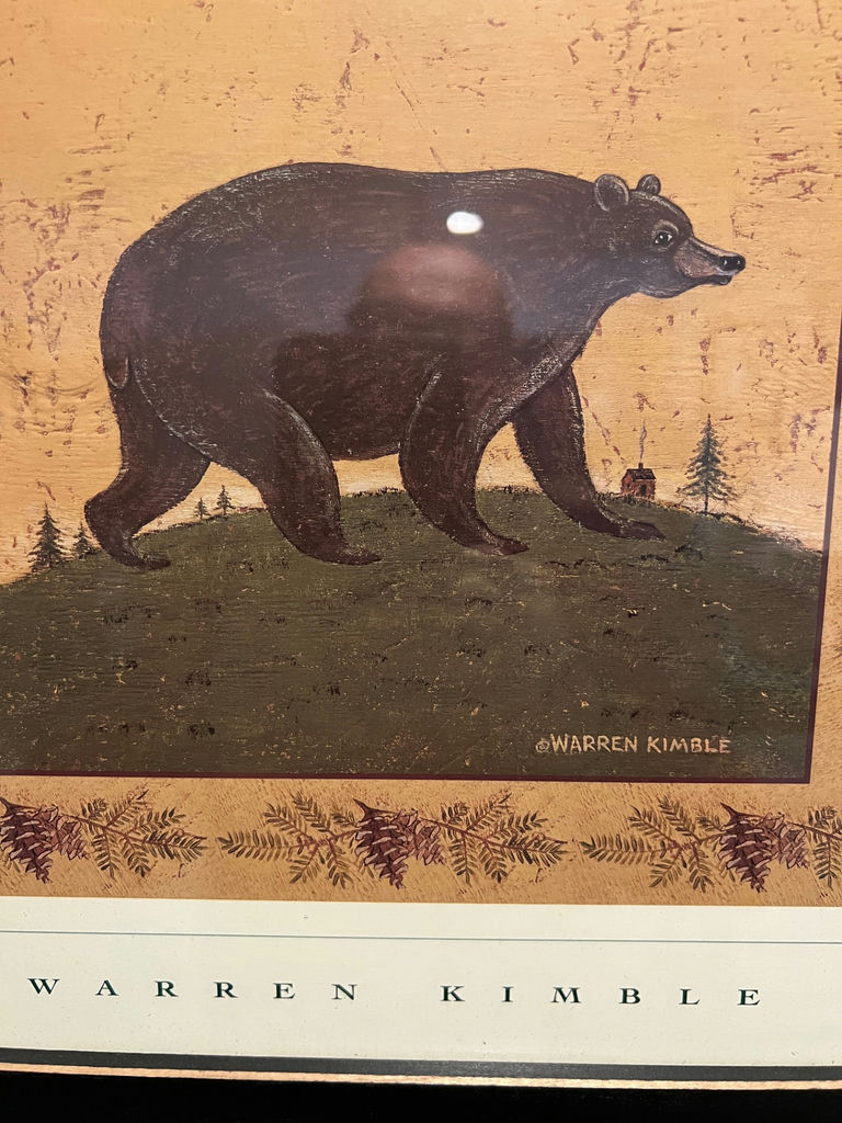 Framed Bear Print by Warren Kimble - 17" X 17" - image 2 of 3