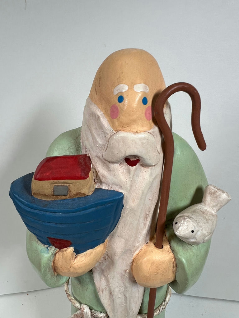 Wooden NOAH figurine with boat, staff, and dove - image 2 of 4
