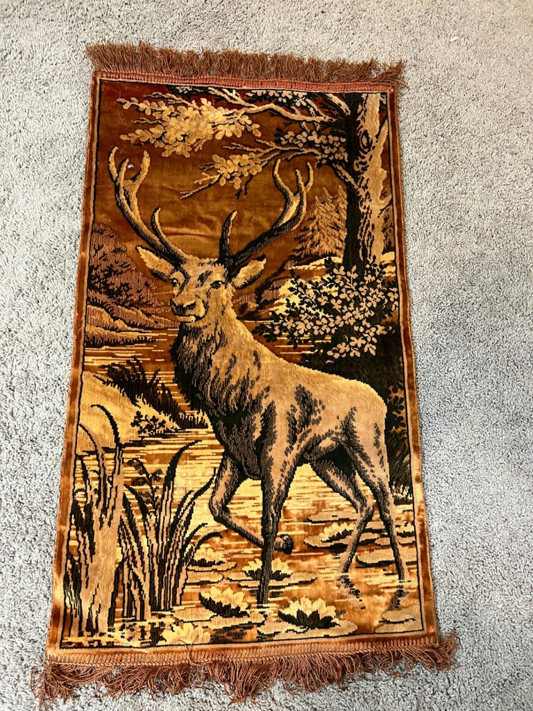Deer tapestry wall hanging - ade in Belgium - 39" x 24" - image 1 of 5