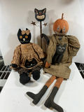 Halloween-themed fabric dolls with pumpkin and cat designs - thumbnail 1 of 6