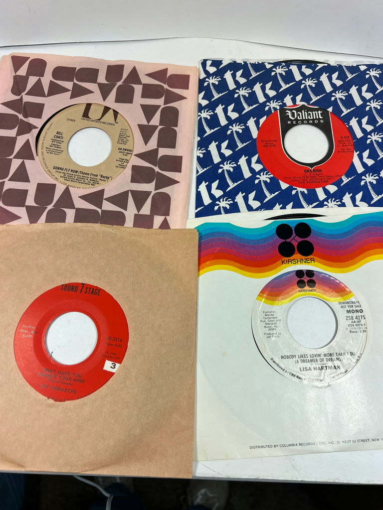 Collection of 60 vintage vinyl 45's records and a metal storage box - image 9 of 17
