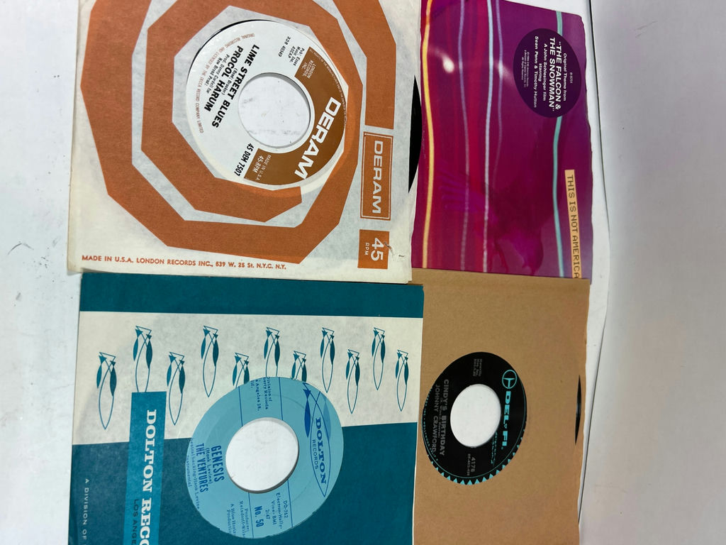 Collection of 60 vintage 45 RPM vinyl singles in assorted sleeves - image 12 of 17