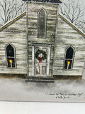 Winter Church Christmas Print - Candles in Windows Light Up - thumbnail 2 of 3
